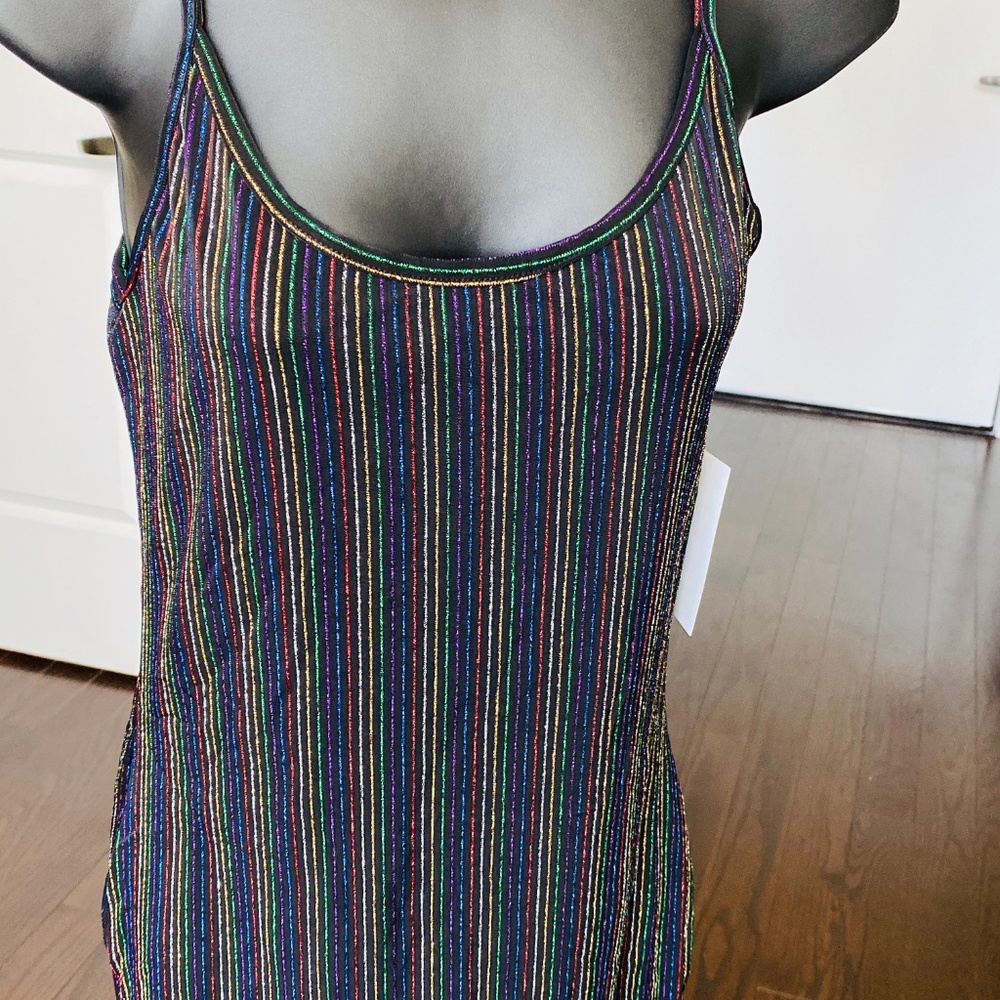Publik Multi-Color Metallic Striped Camisole Dress_3